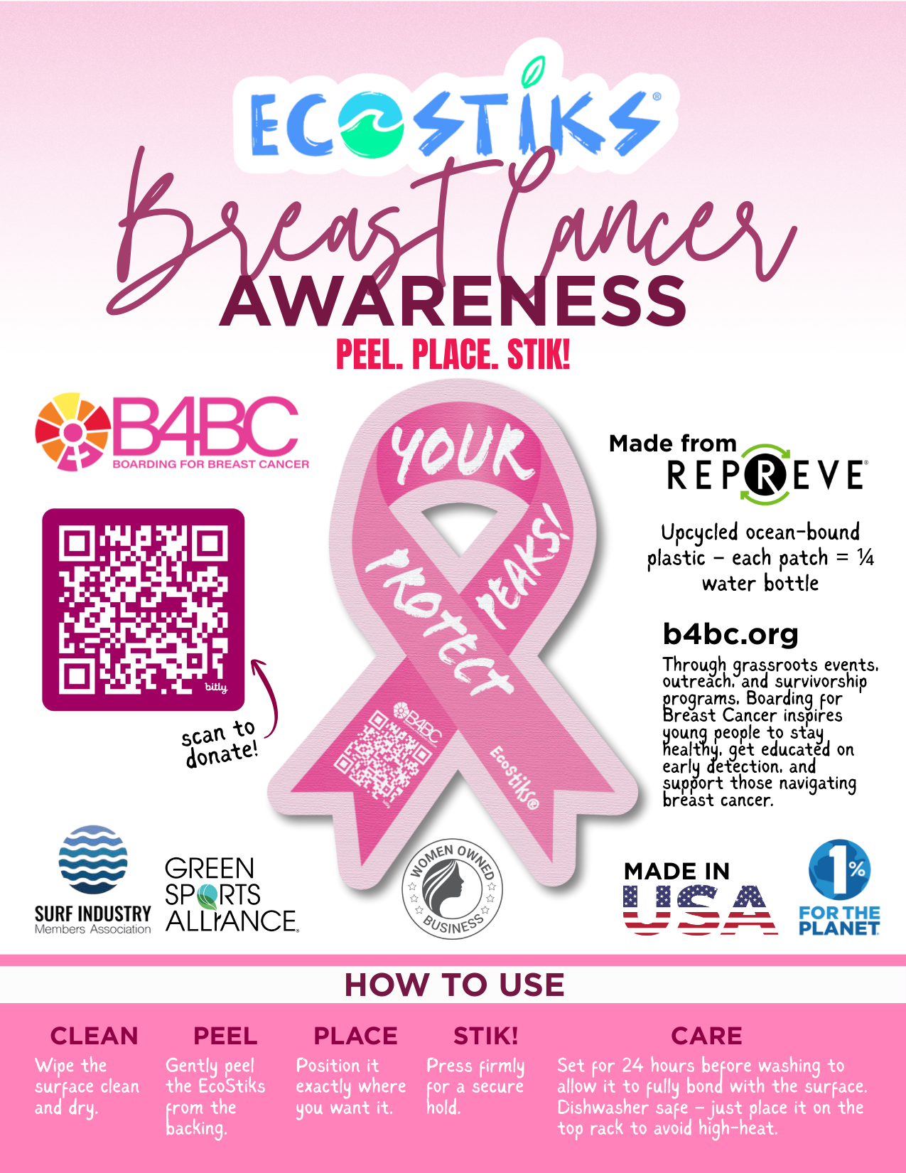 2" x 3" Custom Breast Cancer Awareness EcoStiks® Sticker Patches