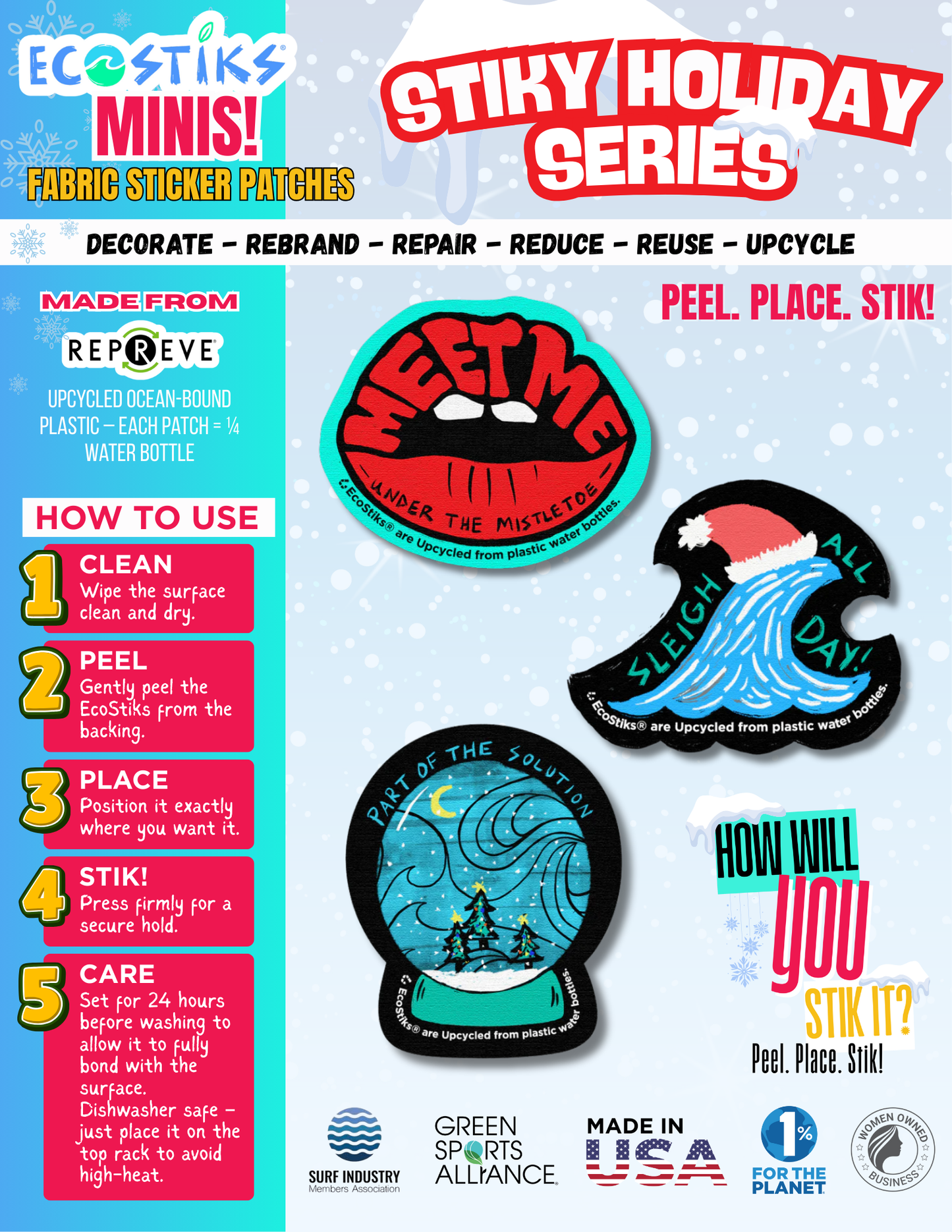 NEW - Stiky Holiday Series EcoStiks® Minis Sticker Patches