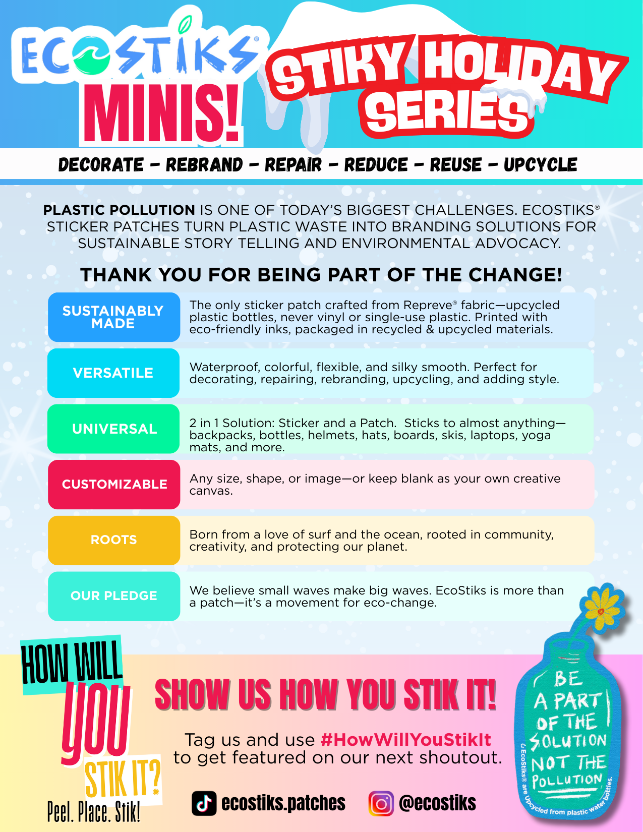 NEW - Stiky Holiday Series EcoStiks® Minis Sticker Patches