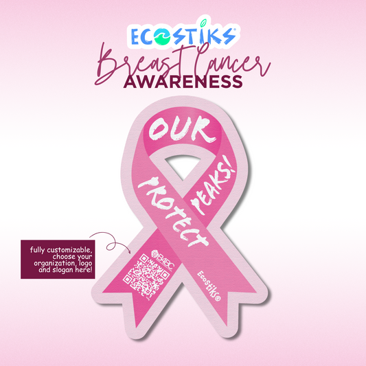 2" x 3" Boarding for Breast Cancer - Protect Our Peaks EcoStiks® Sticker Patches
