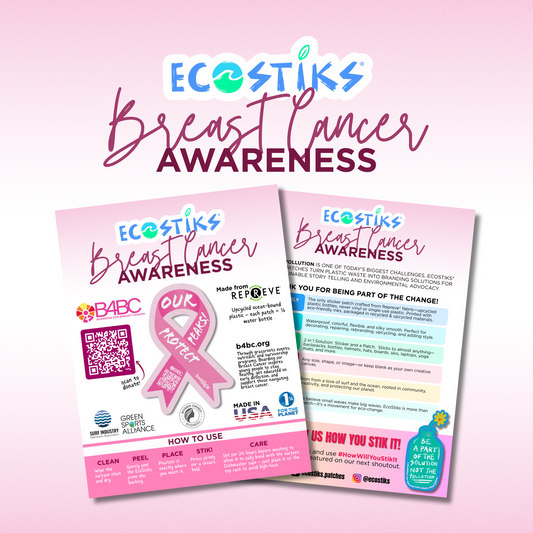 2" x 3" Boarding for Breast Cancer - Protect Our Peaks EcoStiks® Sticker Patches