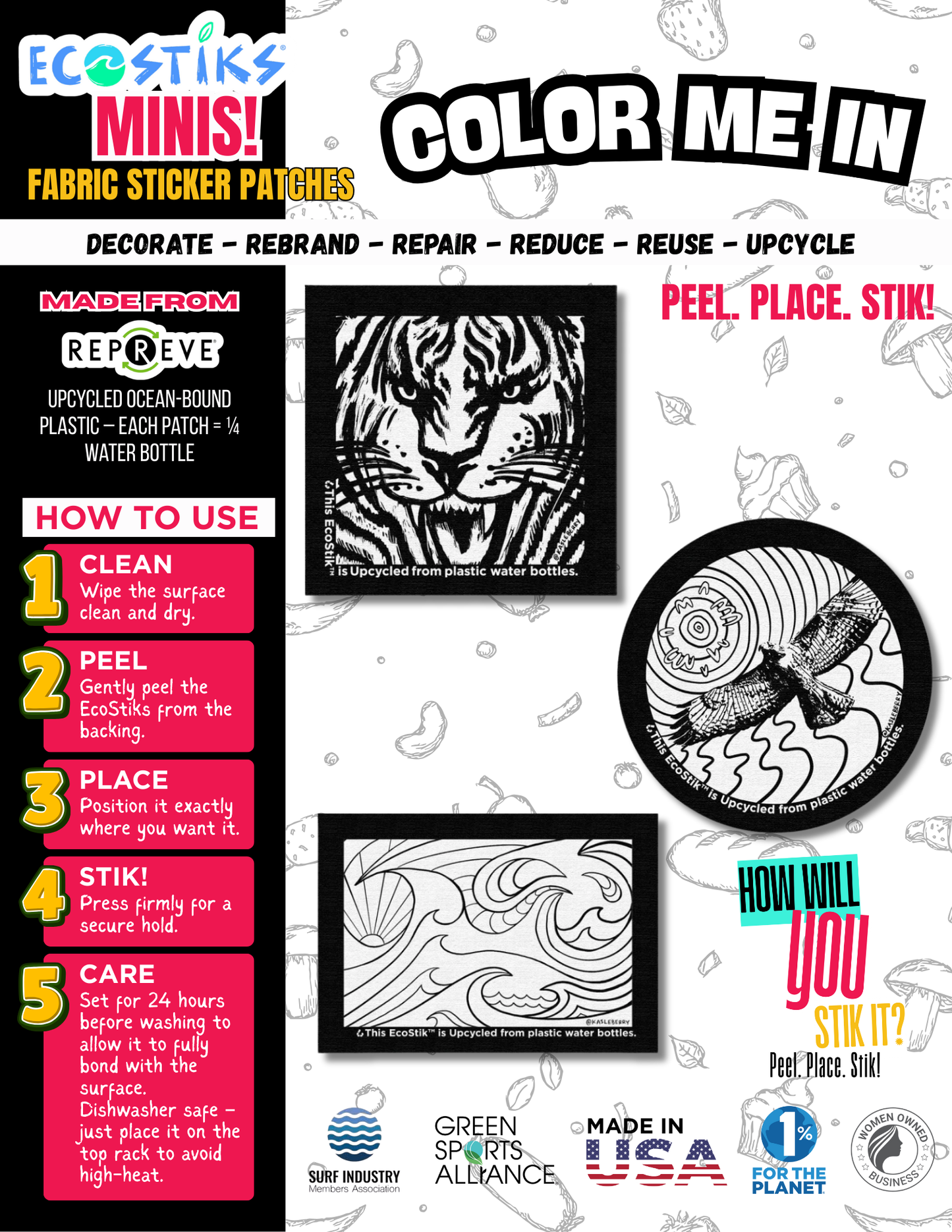NEW - Color Me In EcoStiks® Minis Sticker Patches