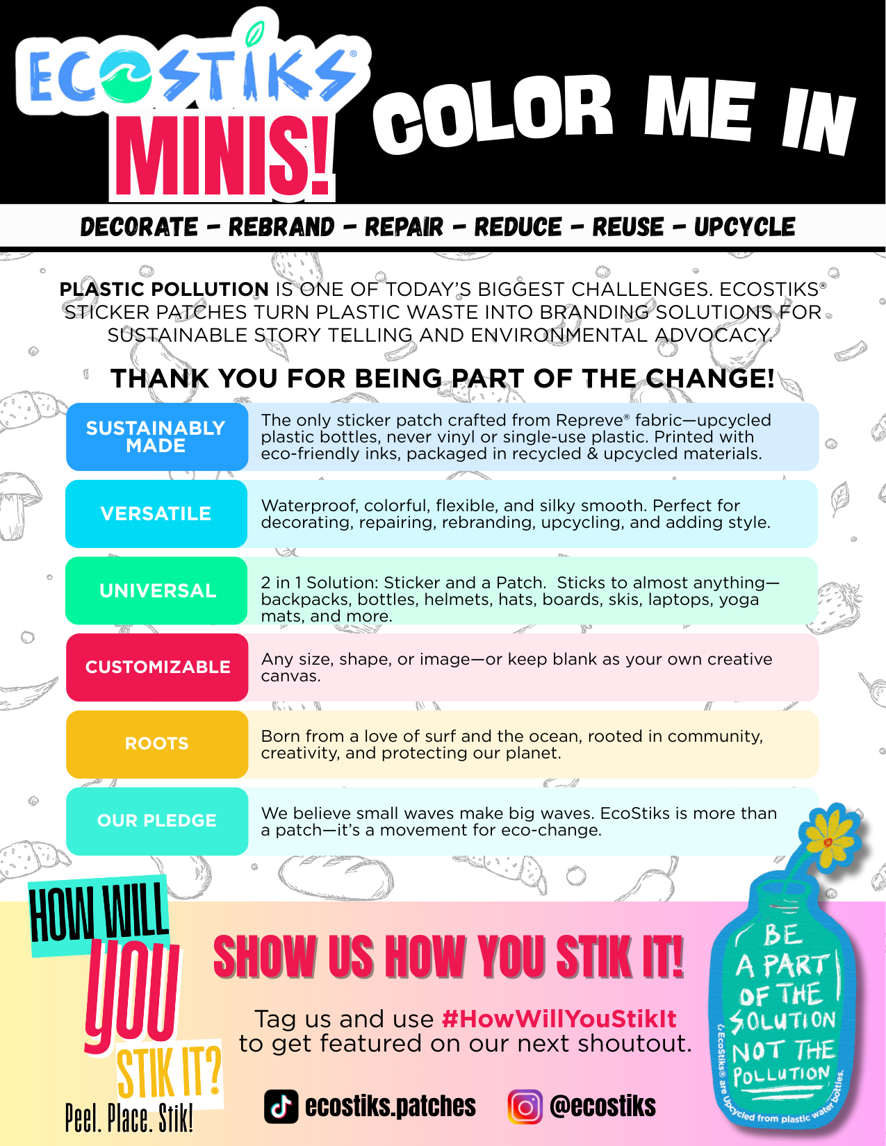 NEW - Color Me In EcoStiks® Minis Sticker Patches